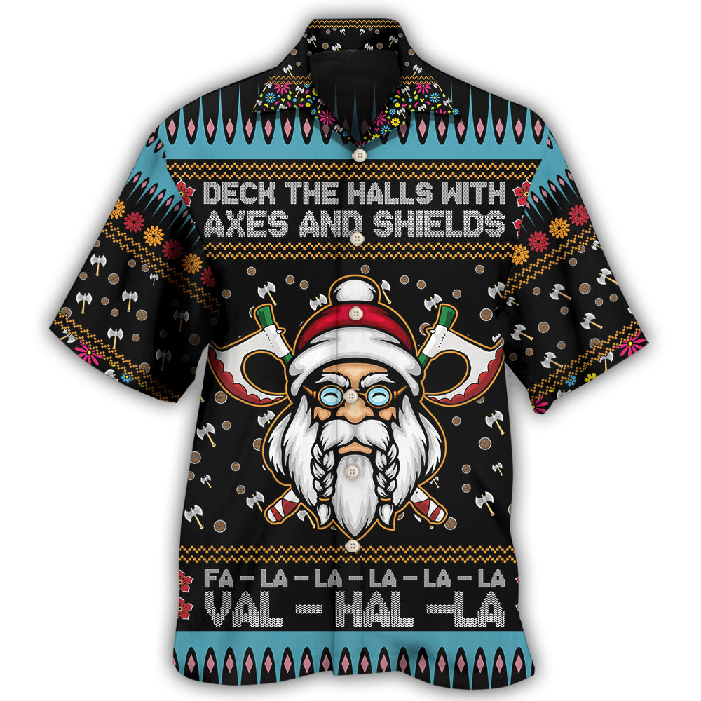 Viking Christmas Deck The Halls With Axes And Shields Hawaii Shirt Ha86830