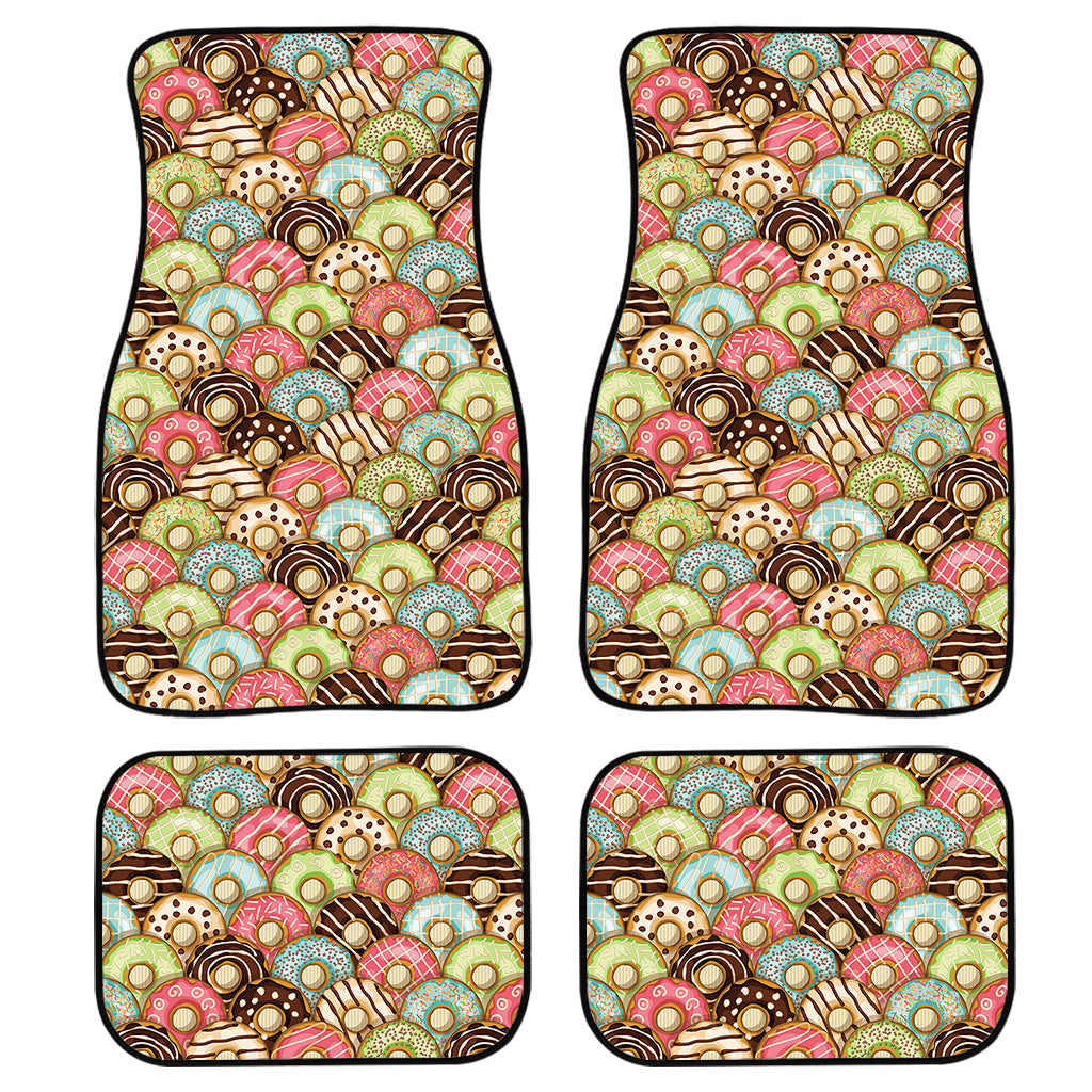 Donuts Pattern Print Front And Back Car Floor Mats, Front Car Mat