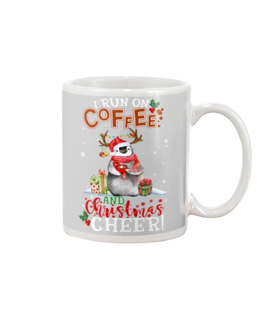 I Run On Coffee And Christmas Cheer Penguin Gift For Penguin Lovers Mug