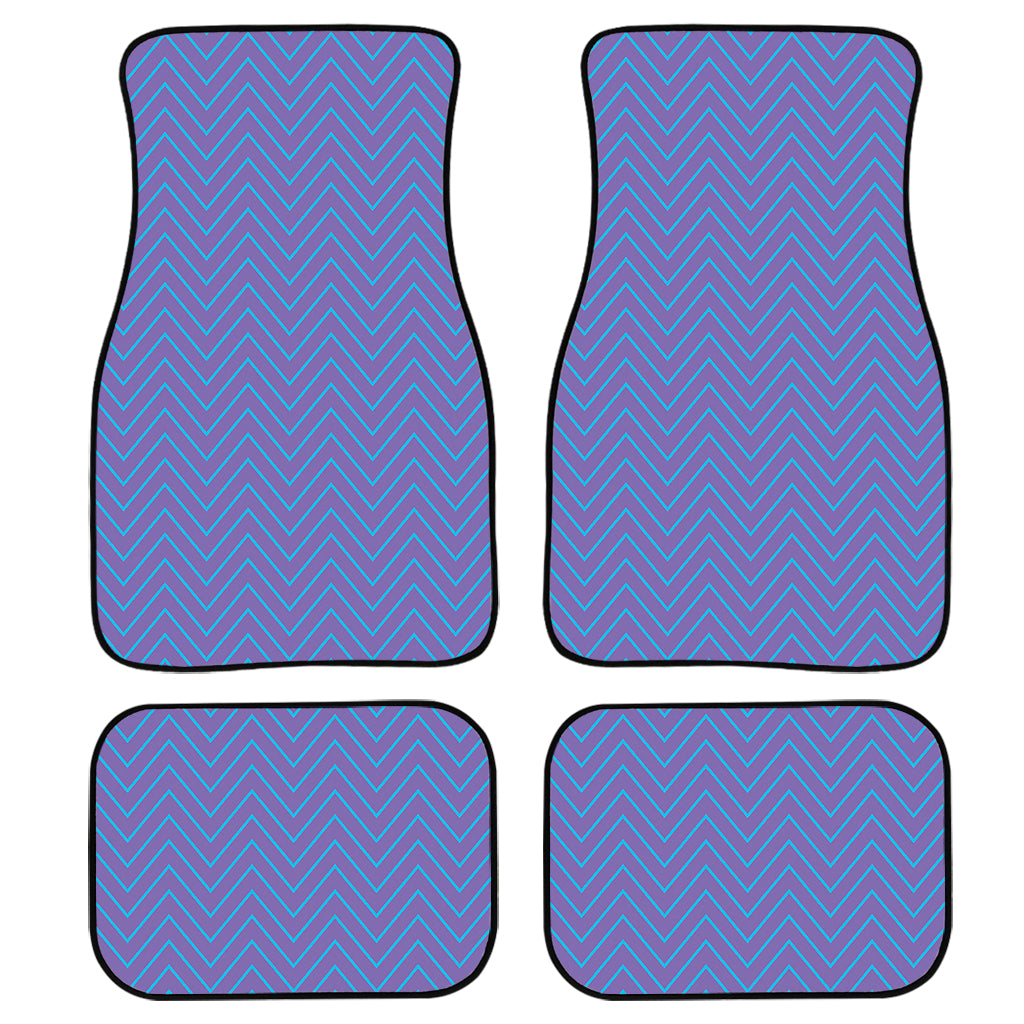 Blue And Purple Zigzag Pattern Print Front And Back Car Floor Mats, Front Car Mat