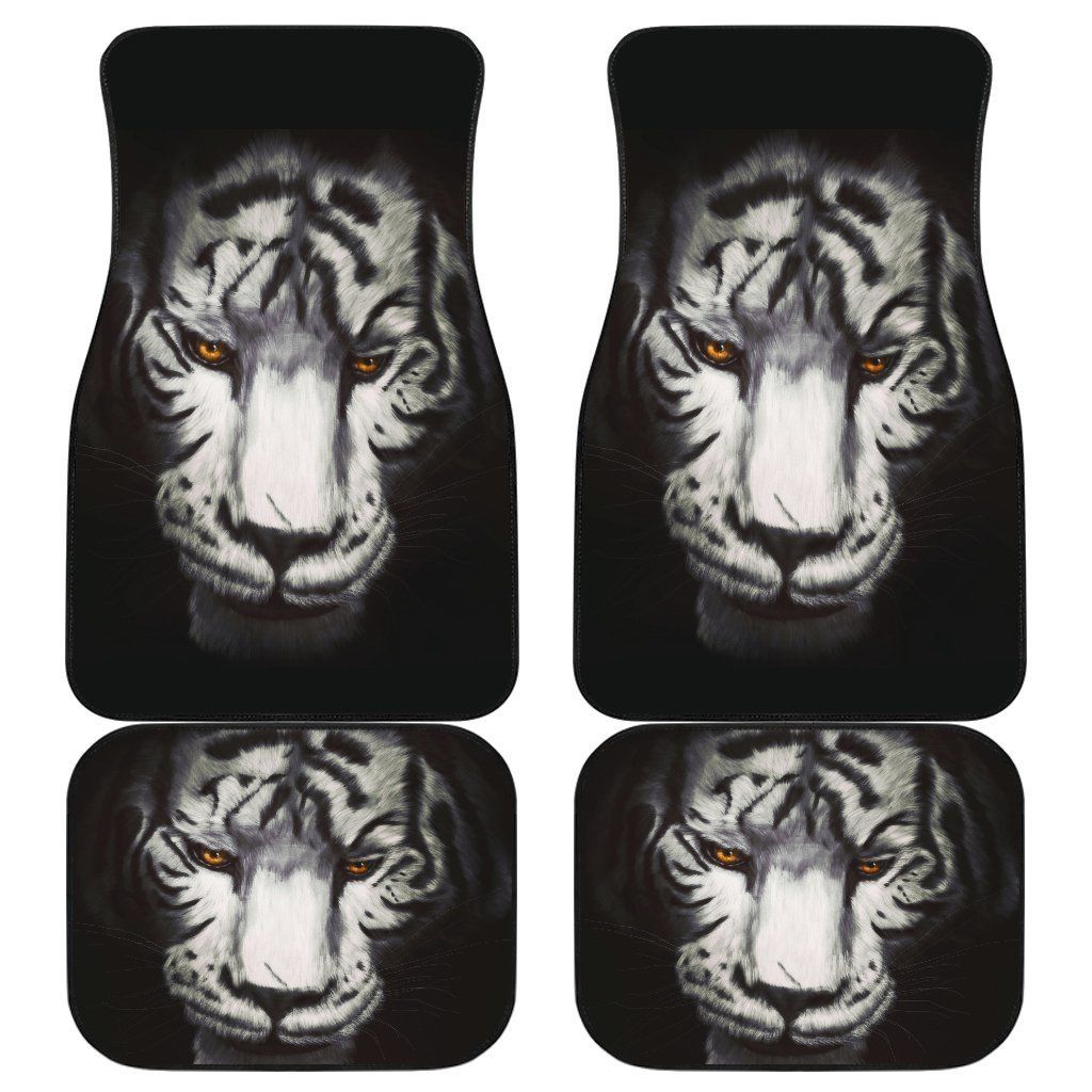 Tiger White Color Evil Face Car Floor Mats 191101 Personalized Car Seat Floor Mat Custom Print