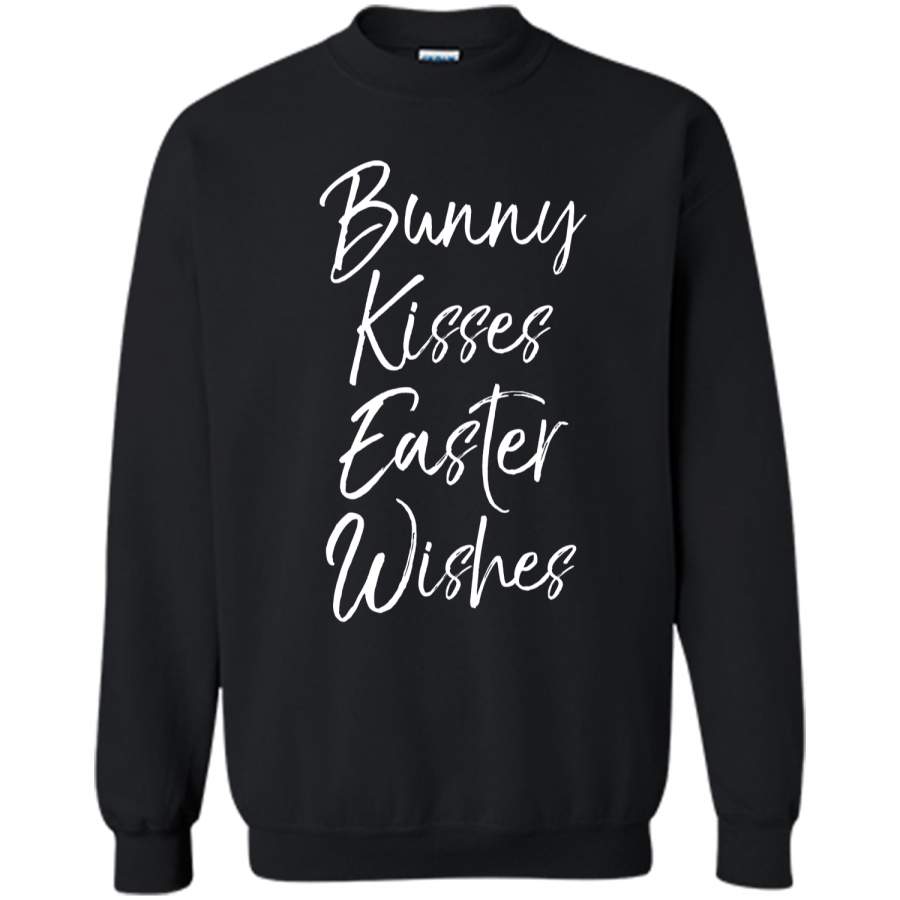 Bunny Kisses Easter Wishes Shirt Fun Cute Easter Shirt Printed Crewneck Pullover Sweatshirt 8 oz