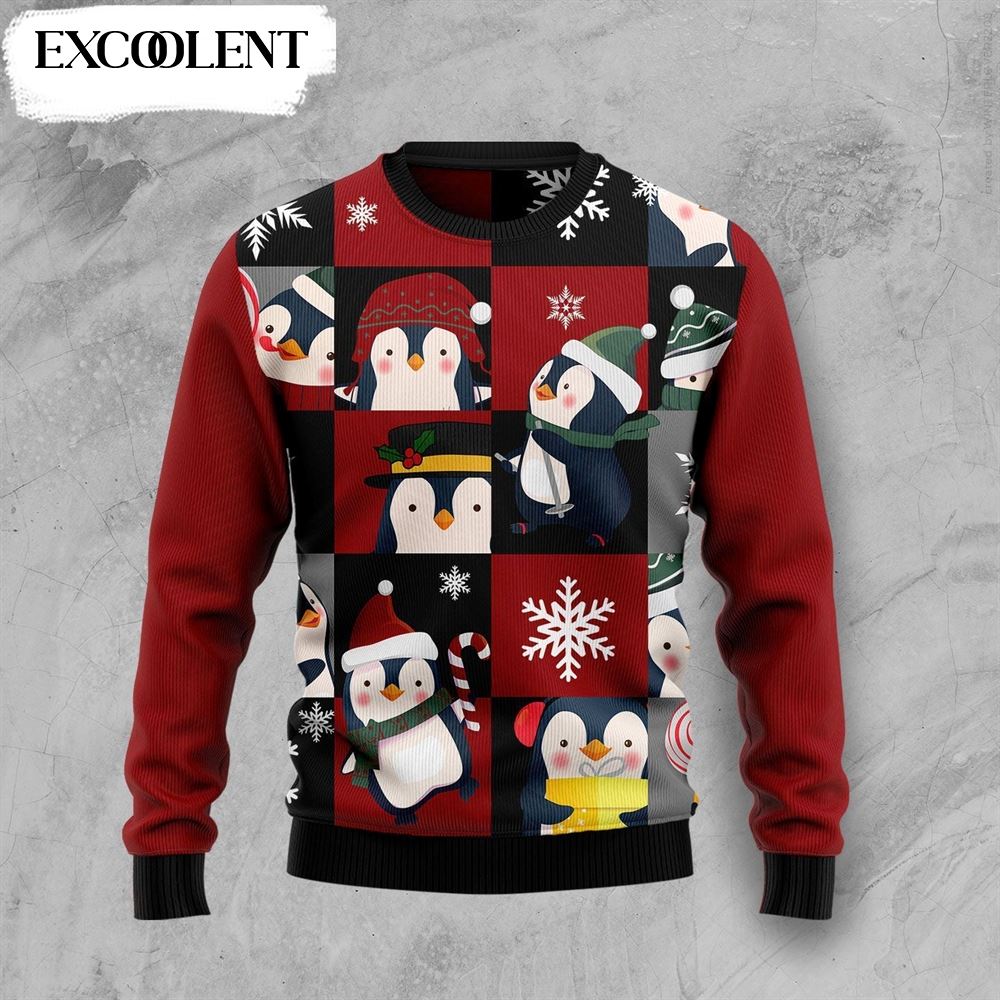 Cute Penguin Ugly Christmas Sweater Adult – Christmas Outfits Gift – Retro Christmas Sweater