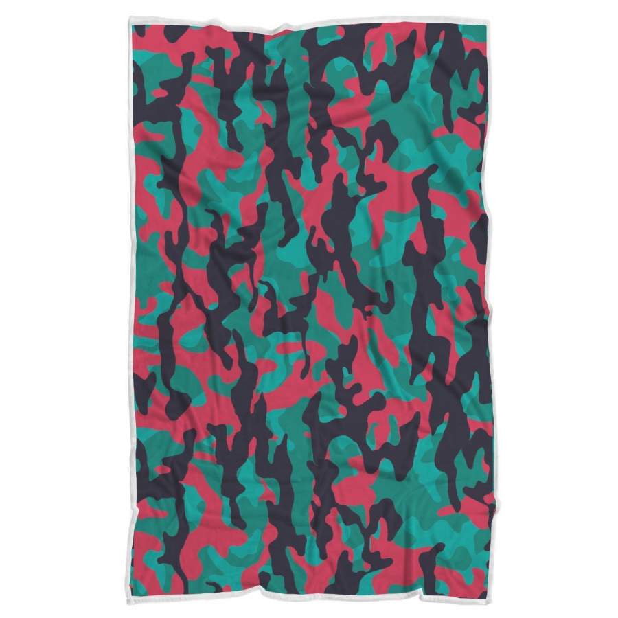 Pink Teal And Black Camouflage Print Sherpa Blanket – Justbeperfect_Shop