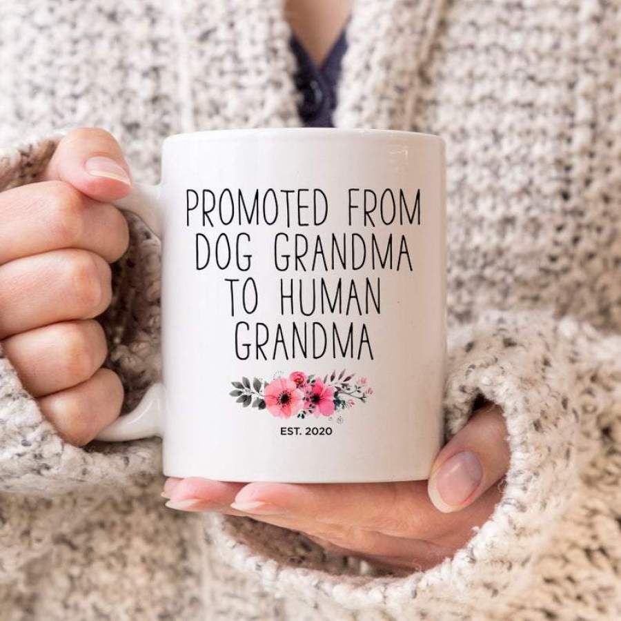 Personalized Promoted From Dog Grandma To Human Grandma Mug