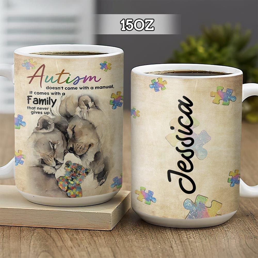 Autism Lion Family Personalized KD2 HNL0102004Z Full Color Ceramic Mug