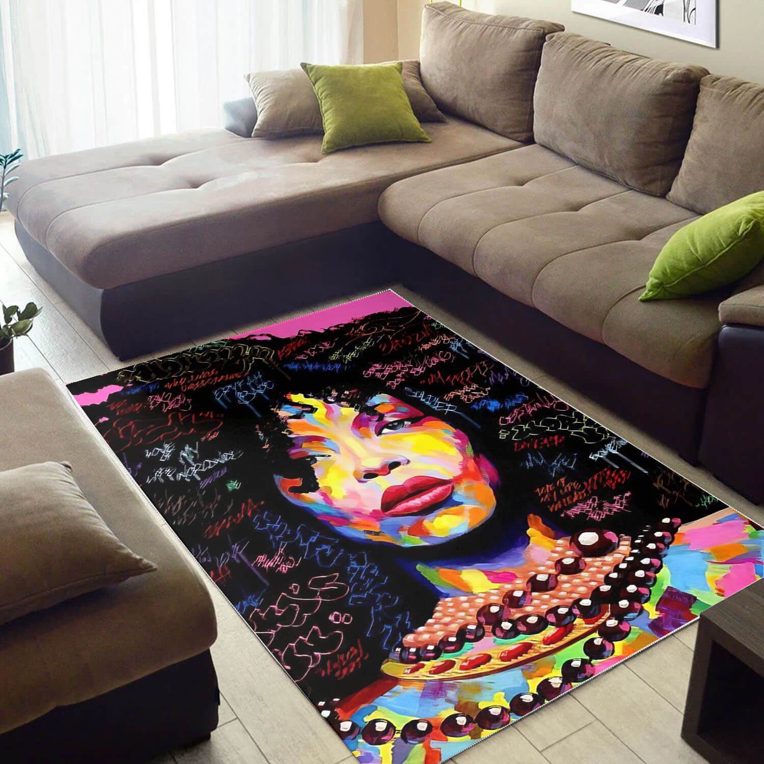 Afrocentric Area Rugs Beautiful Afro Girl African American Art Rug Afrocentric Home Decor WBG32330