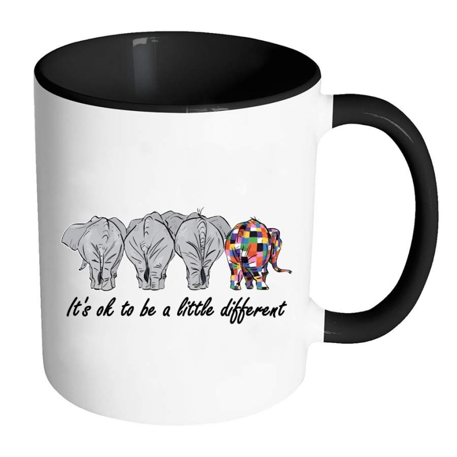 It’s Ok To Be A Little Different, Elephant Design – Full-Wrap Coffee Colors Accent Mug