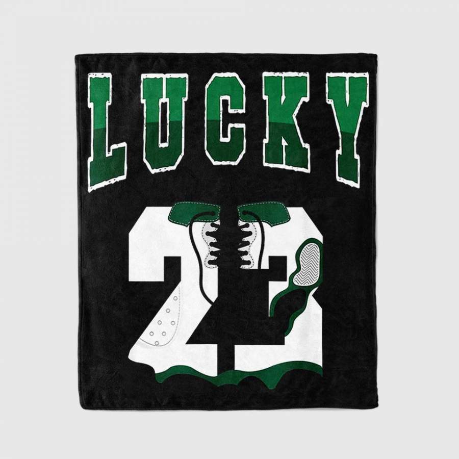 Lucky 23 Made To Match Jordan 13 Lucky Green Retro Blanket Personalized Fleece Blanket Halloween Gifts