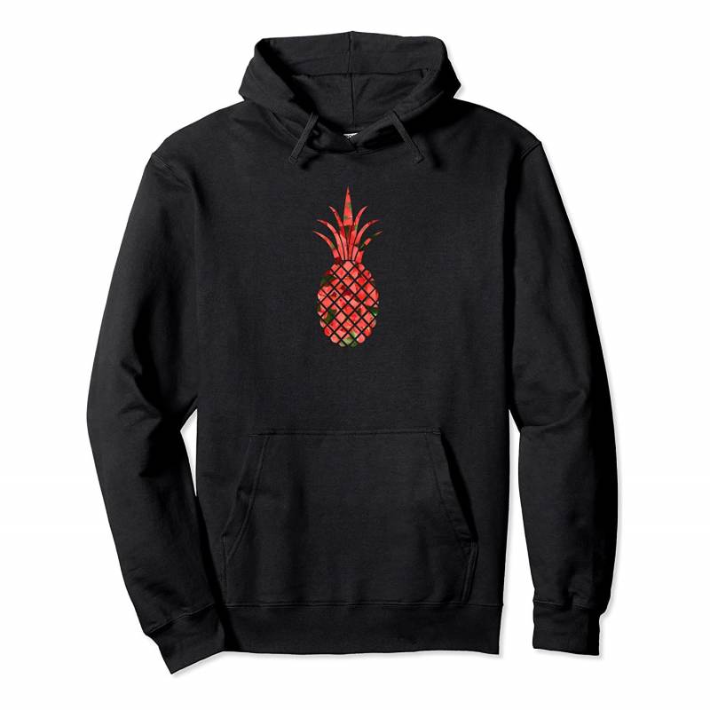 Red Floral Pineapple Pattern – An Aesthetic Art of Ananas Pullover Hoodie, T-Shirt, Sweatshirt