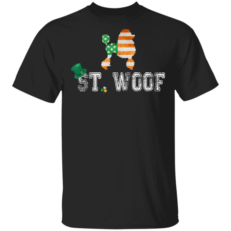 Patricks Day Vintage Flag American St Woof Poodle Dog Tshirt