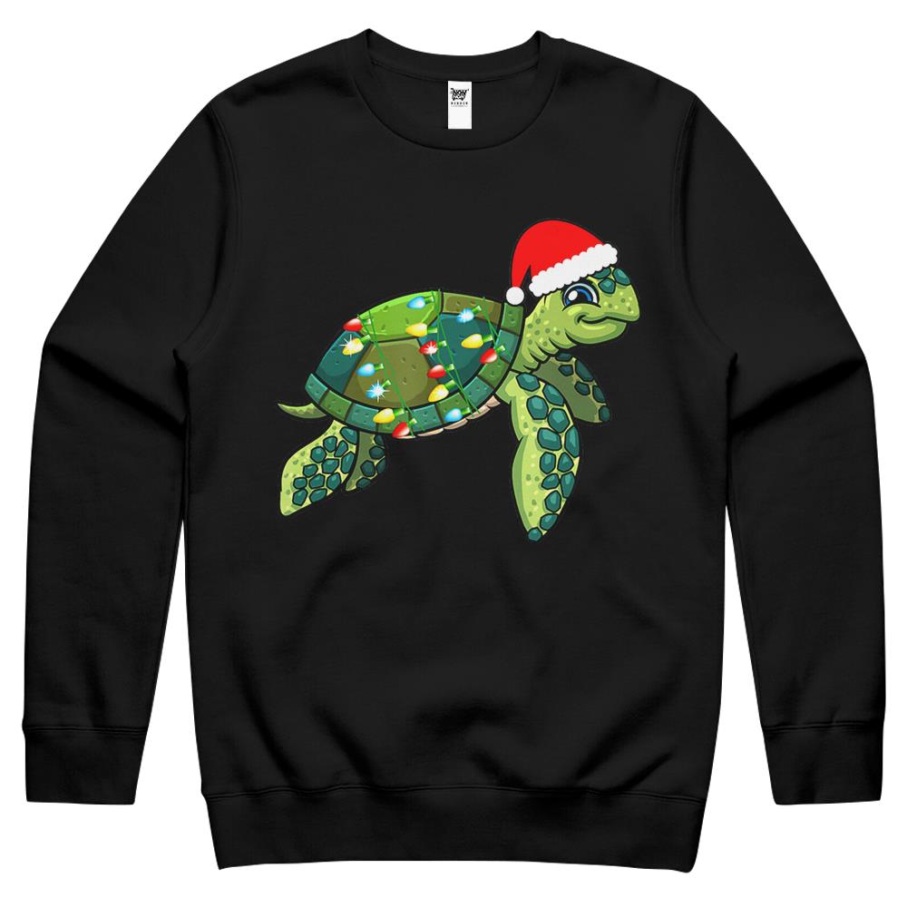 Christmas Sea Turtle With Santa Hat Holiday Cute Gift Pajama Crewneck Sweatshirt