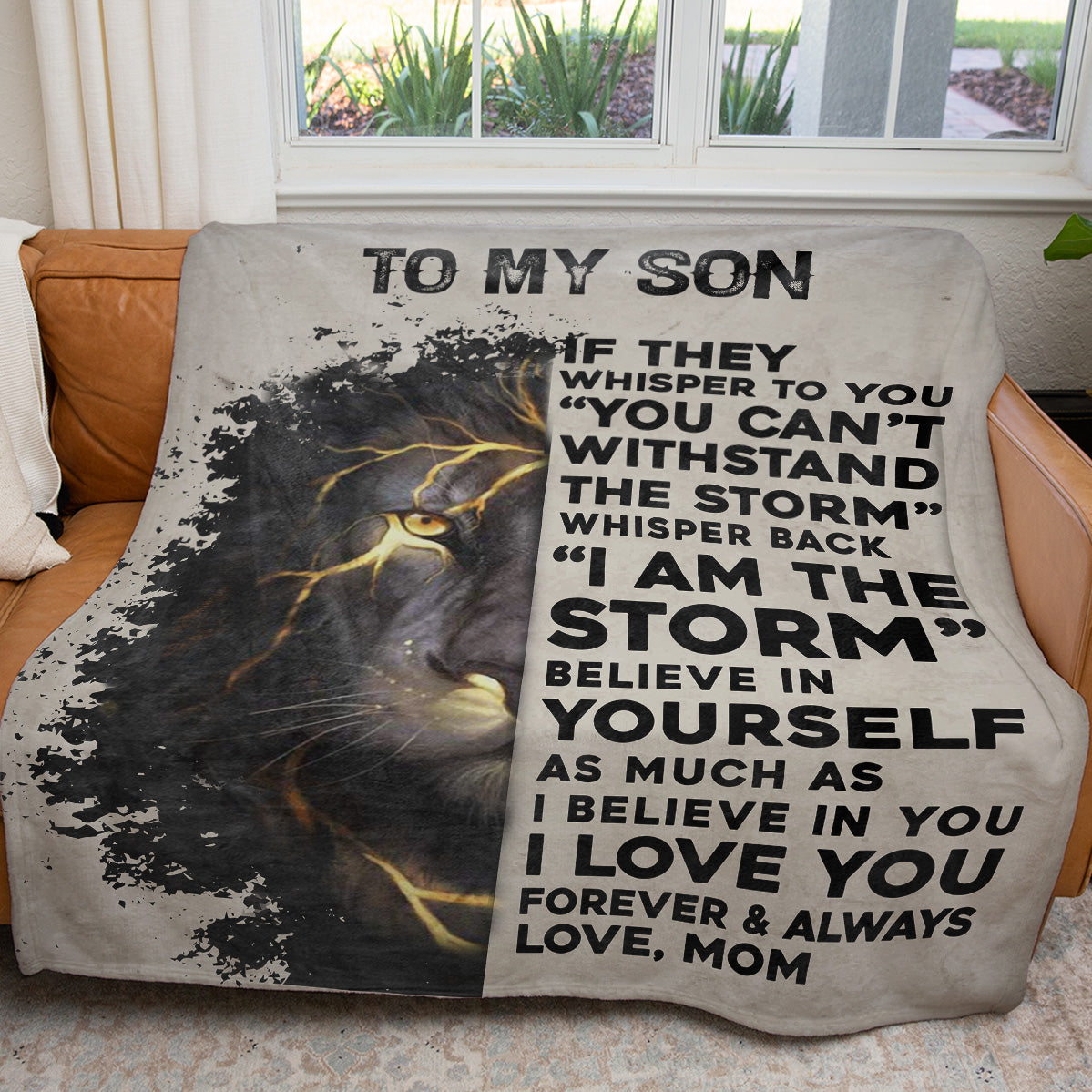 Thunder Lion Blanket For Son, You Are The Storm Blanket, I Believe In You, I Love You My Son Blanket