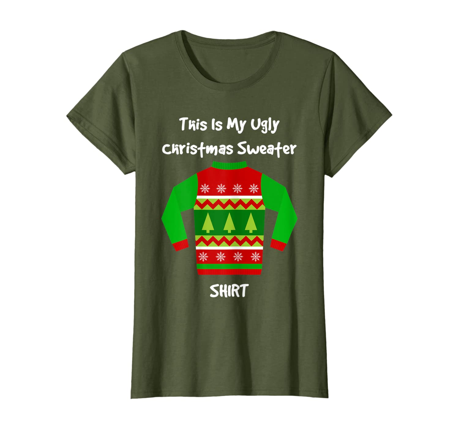 Ugly Christmas Sweater T Shirt,This Is My Ugly Christmas Sweater Shirt, Funny Graphic Tee