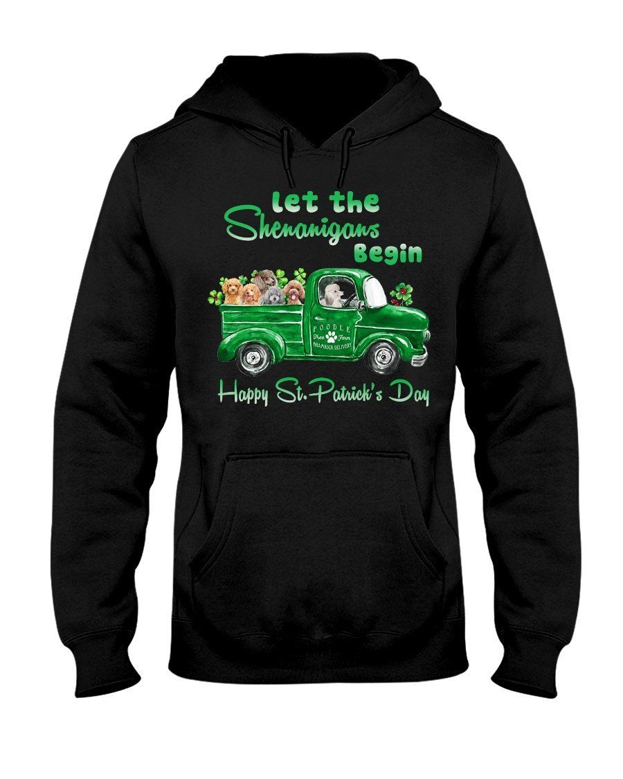 Poodle Puppy Drive Shamrock Truck For St.Patrick’S Day Gifts For Dog Lovers Hoodie