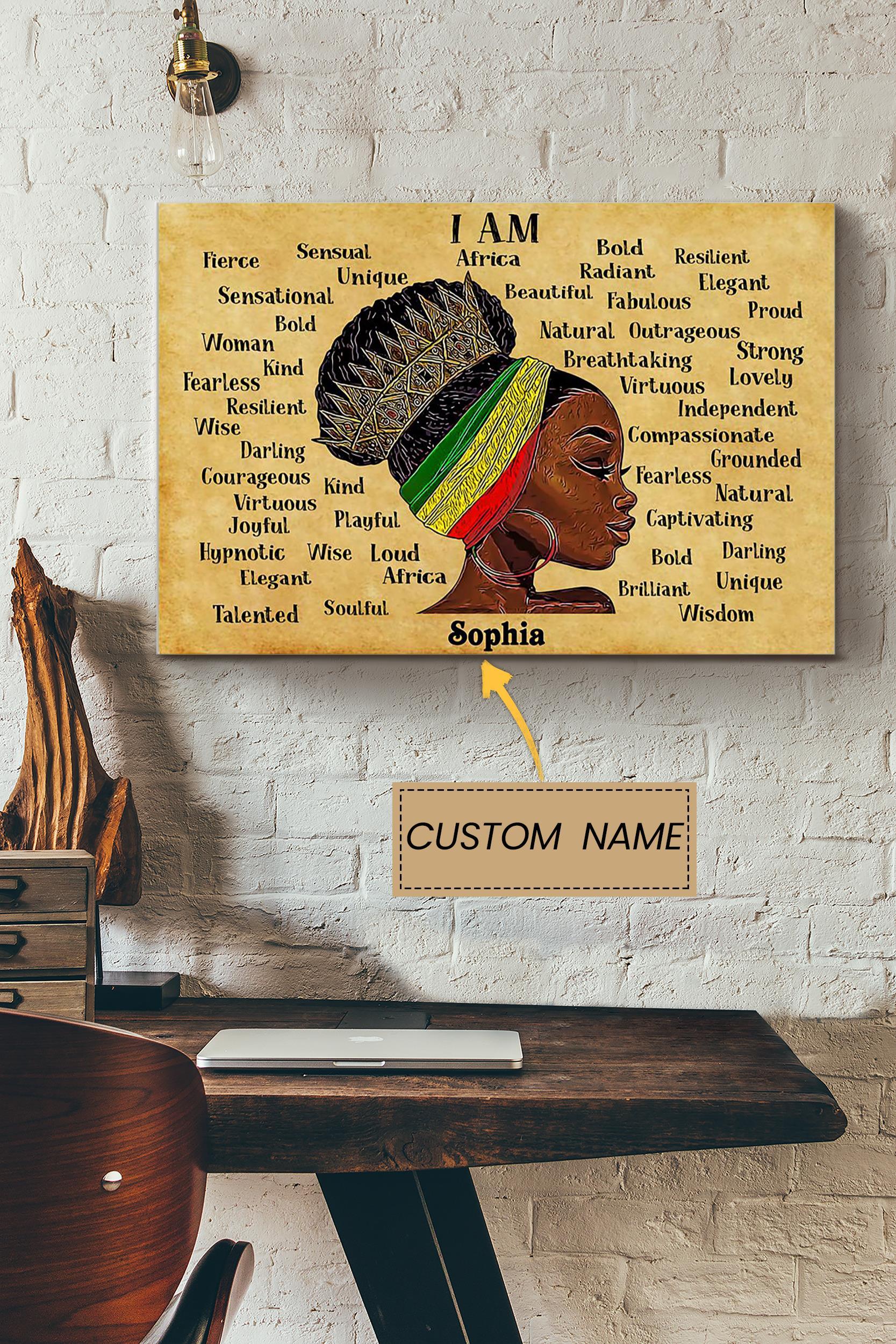 Afro Girl Personalized Poster – Women Wall Art – Gift For Black Woman African Woman Home Decor Poster