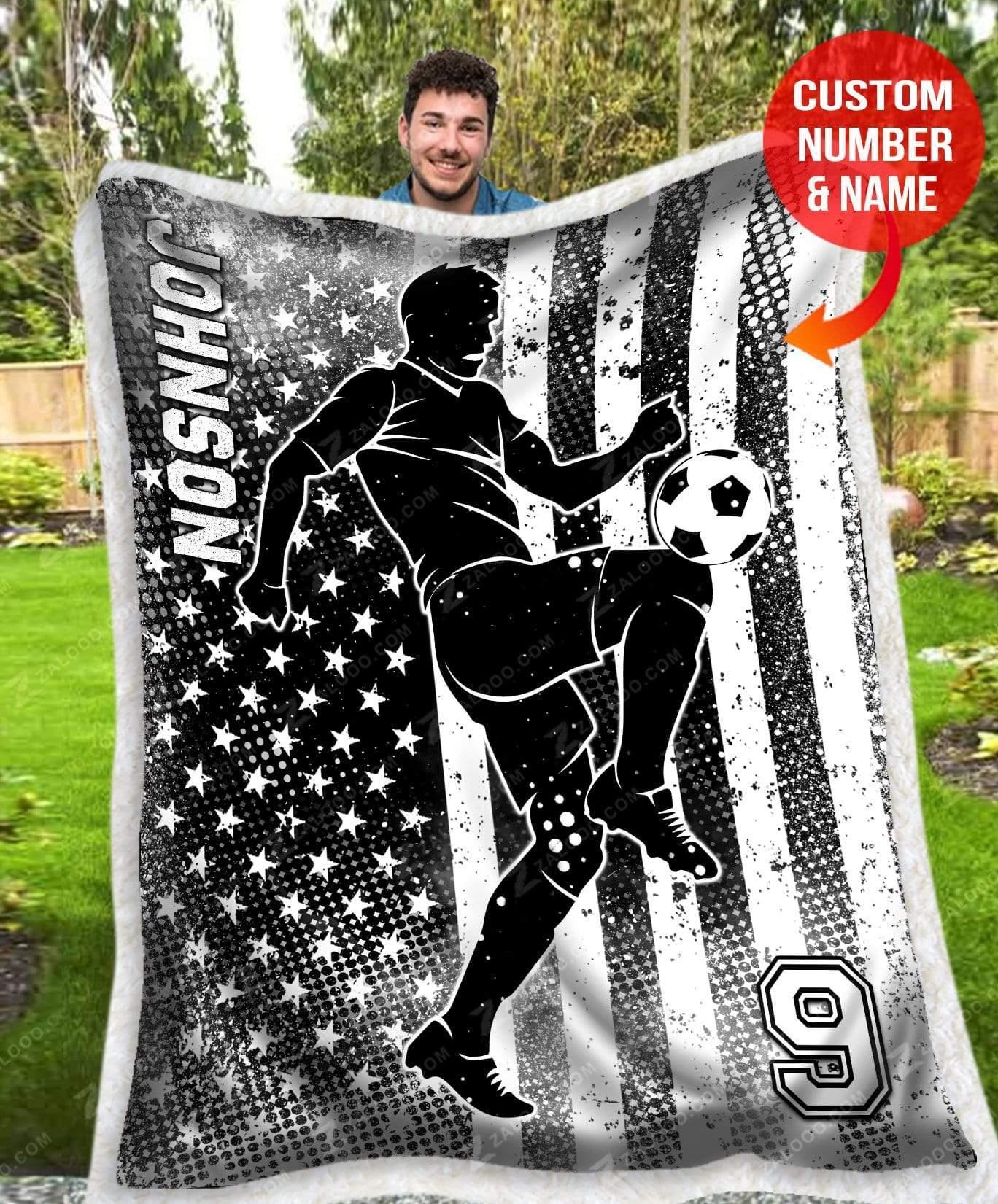 Christmas Gift Custom Fleece Blanket Soccer Flag Ver2