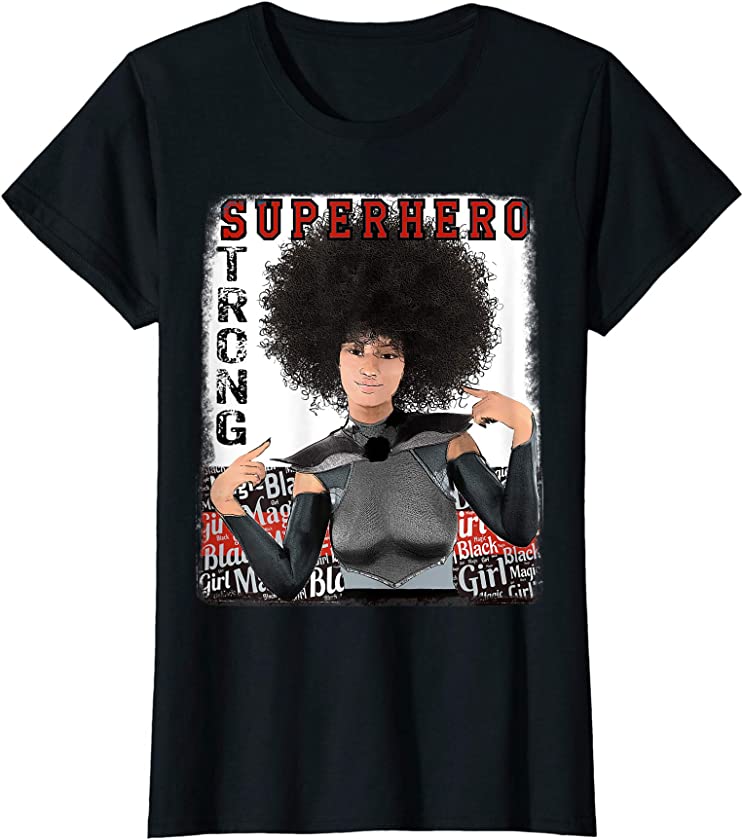 African American Art Superhero T Shirt for Women Girls Kids