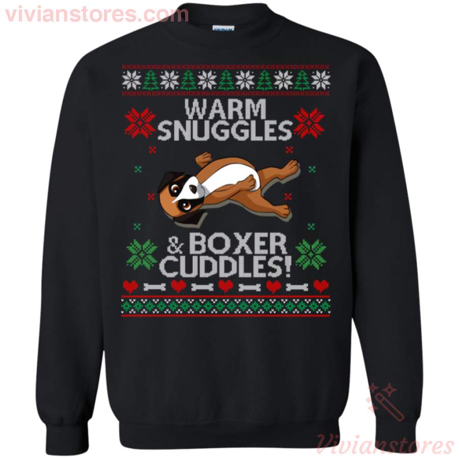 Warm Snuggles and Boxer Cuddles Ugly Christmas Sweatshirt