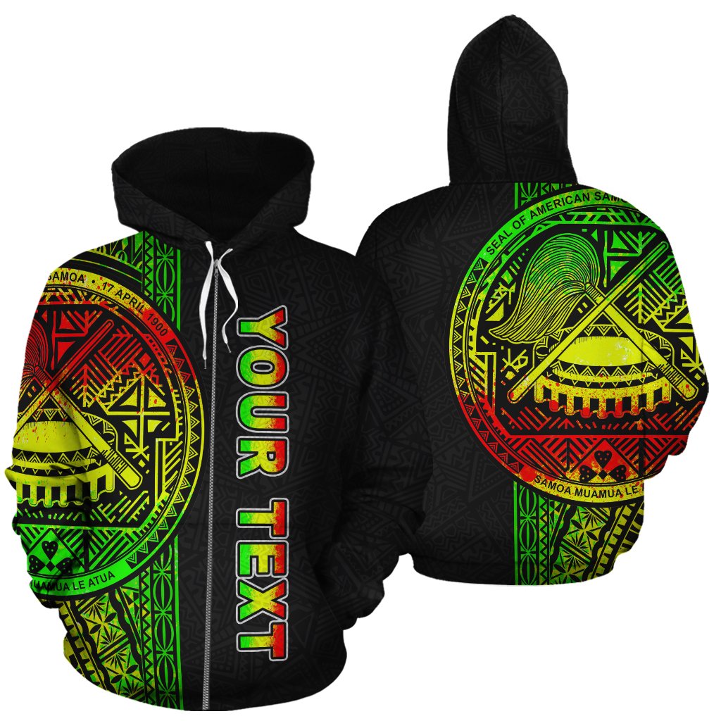 American Samoa Polynesian Personalised Custom Zip-Up Hoodie – Reggae Line – BN11