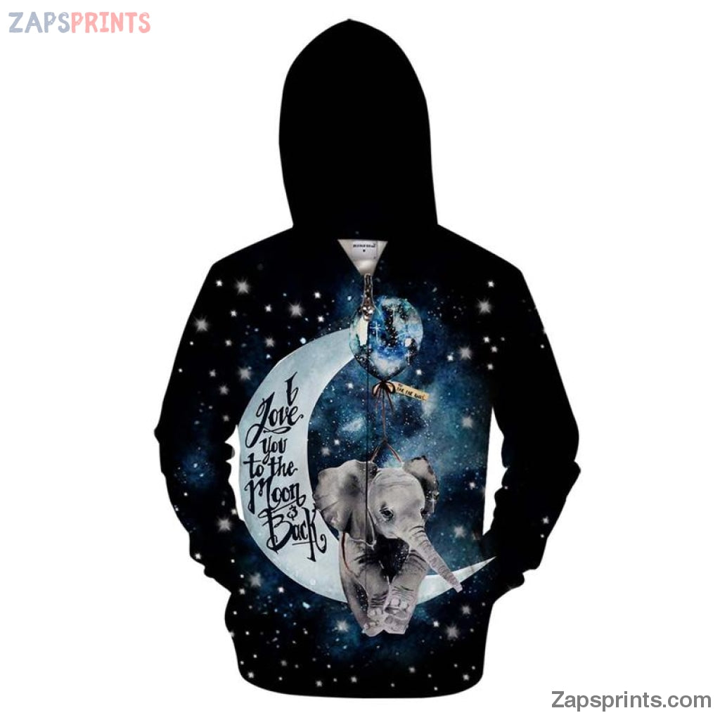 Baby Elephant 3D Full Printing Zipper Hoodie