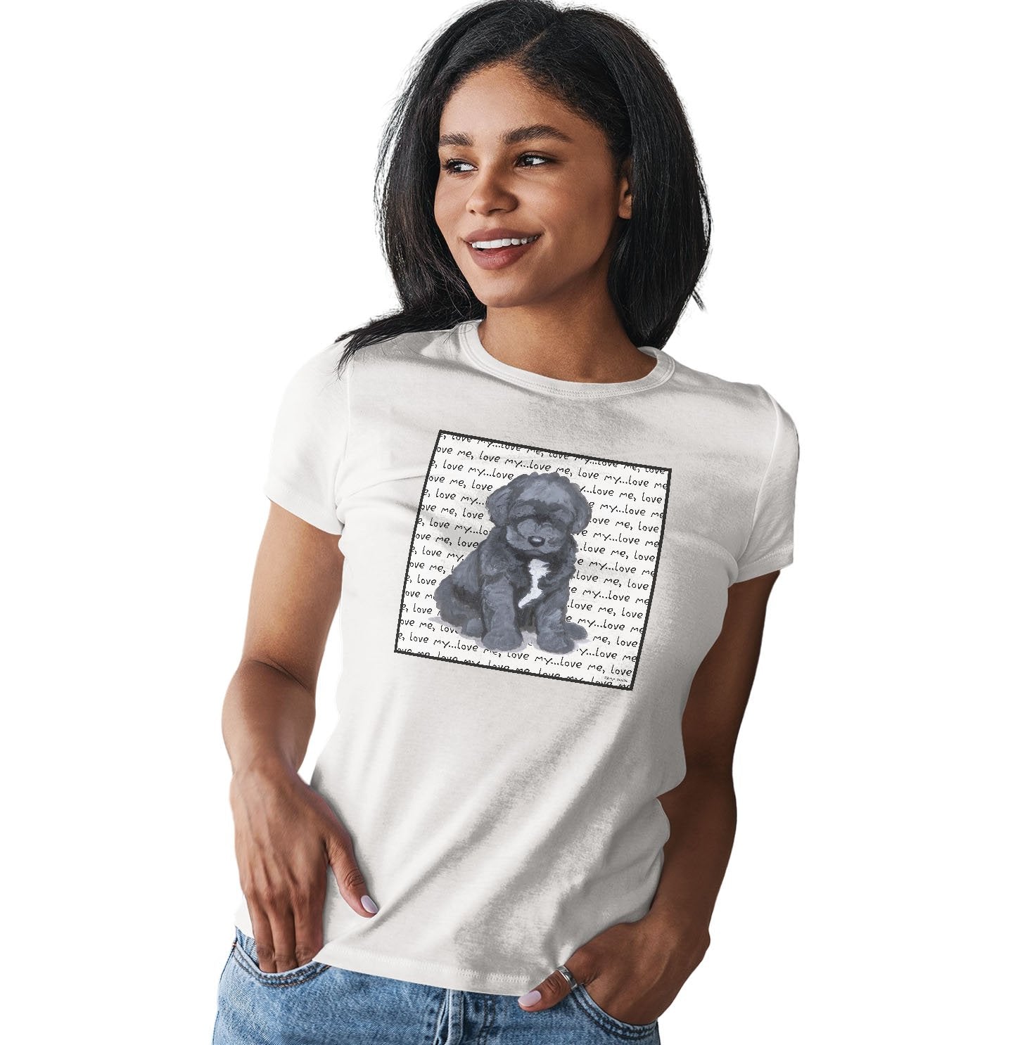 Portuguese Water Dog Puppy Love Text – Women’S Fitted T-Shirt