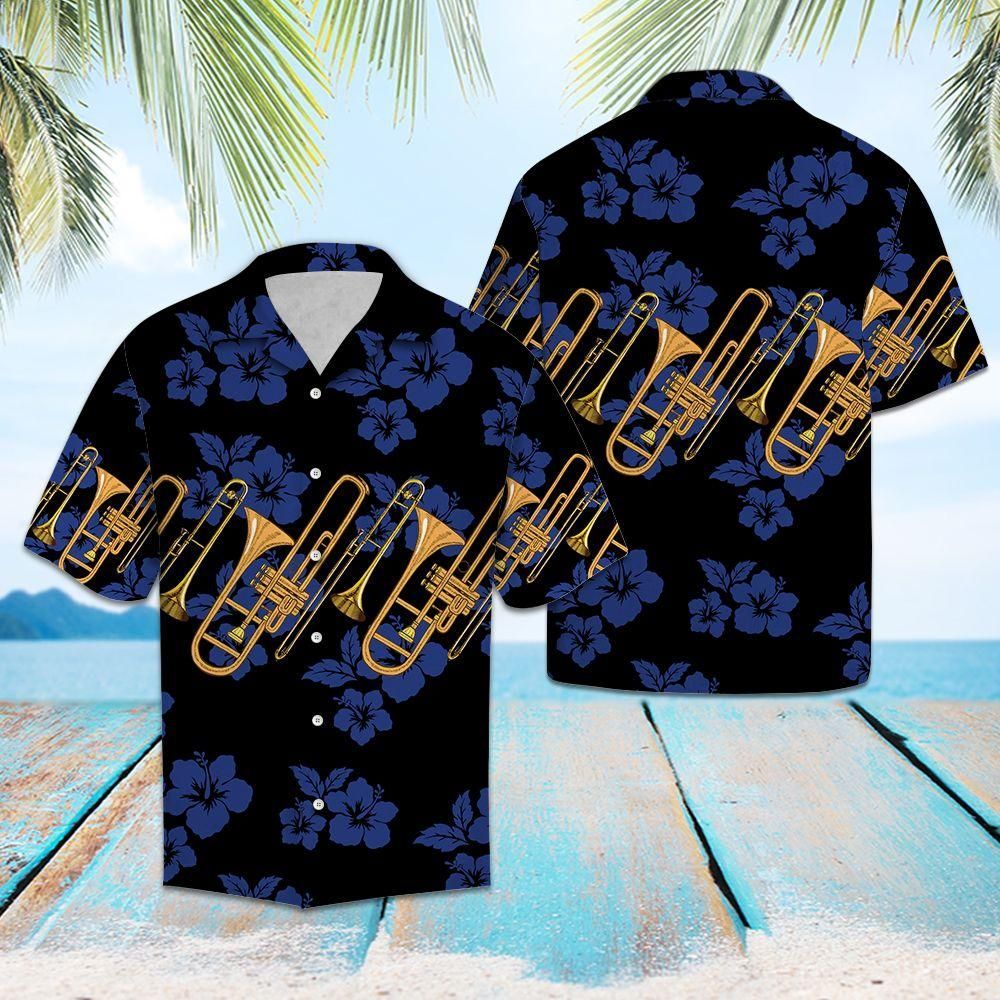 Trombone For Vacation Aloha Hawaiian Shirt Colorful Short Sleeve Summer Beach Casual Shirt For Men And Women