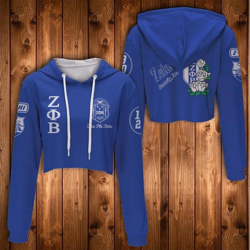 Wonder Print Hoodie – Flower Zeta Phi Beta Crop Hoodie