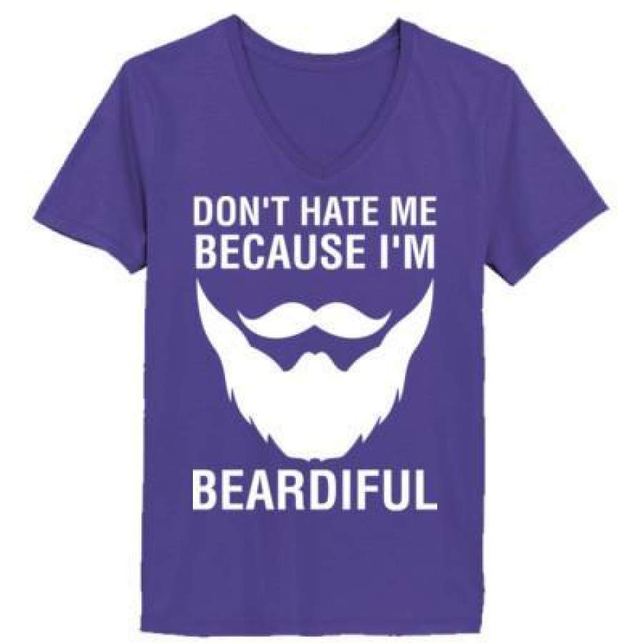 AGR Dont Hate Me Because I Am Beardiful – Ladies’ V-Neck T-Shirt