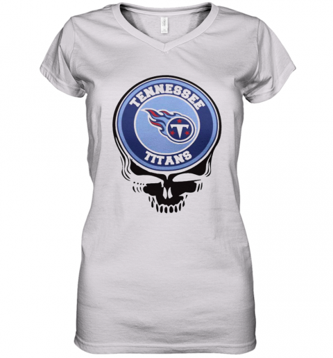 Tennessee Titans Football Skull Women’S V-Neck T-Shirt