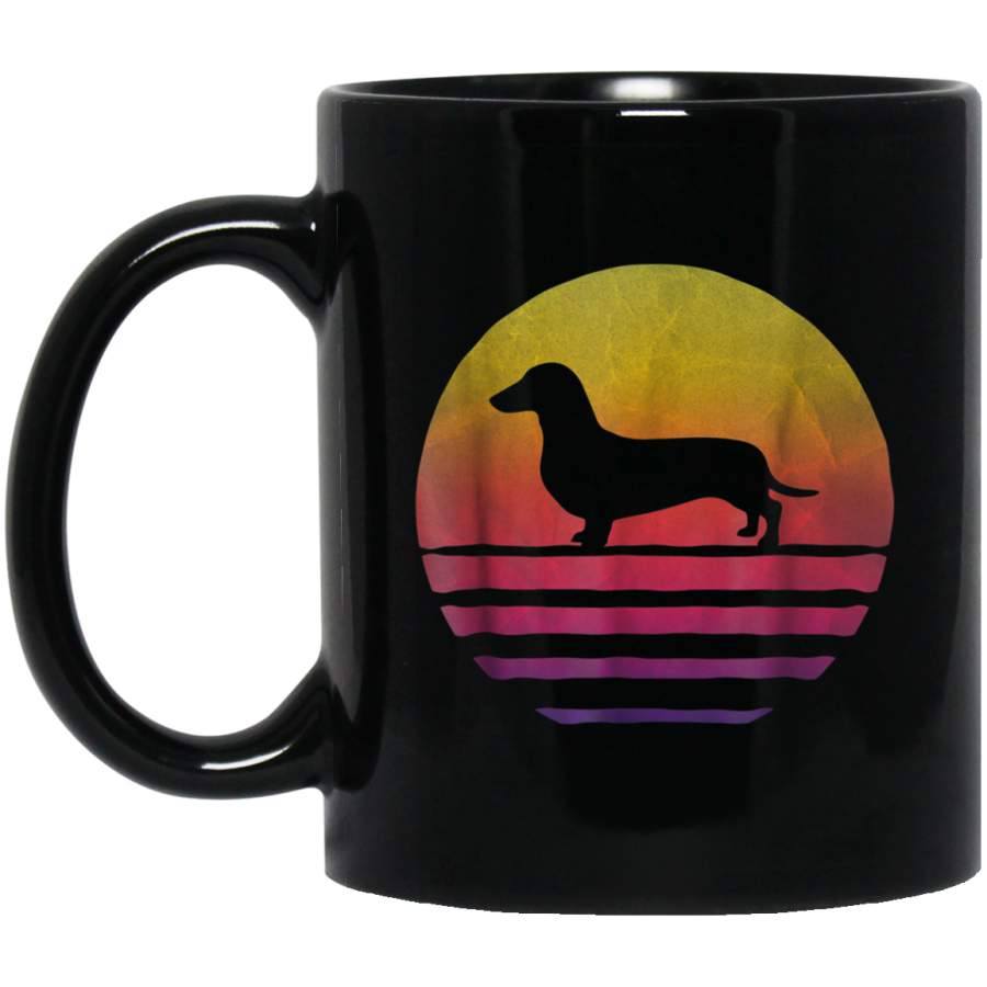 Doxie Dachshund Dog Mug Retro Vintage 70s Silhouette Gift