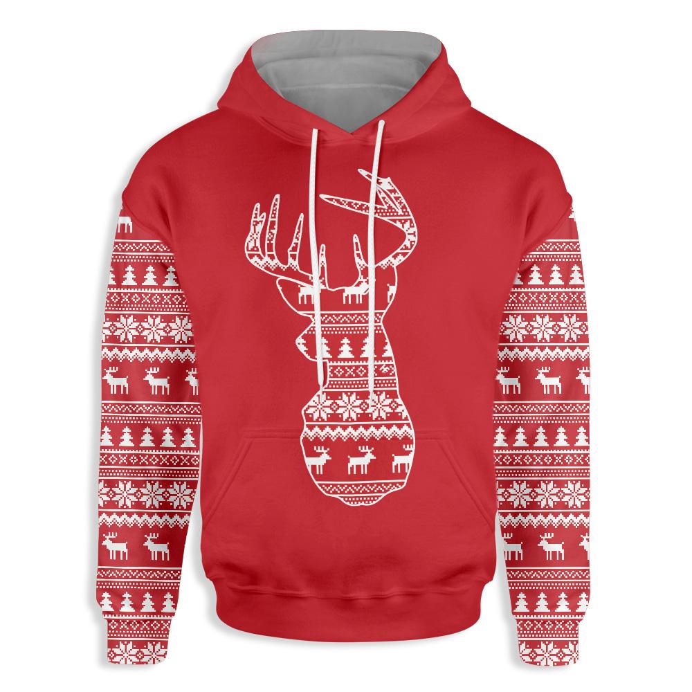 Ugly Christmas Pattern Reindeer Ez20 0910 All Over Print Hoodie