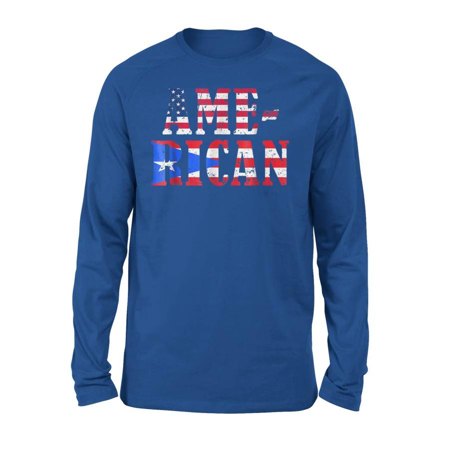 American Puerto Rican Pride With National Flags Premium Long Sleeve T-Shirt