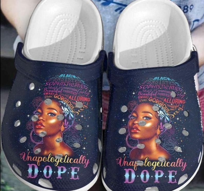 Unapologetically Dope Birth Month Gift Back Girl Rubber clog Shoes Comfy Footwear