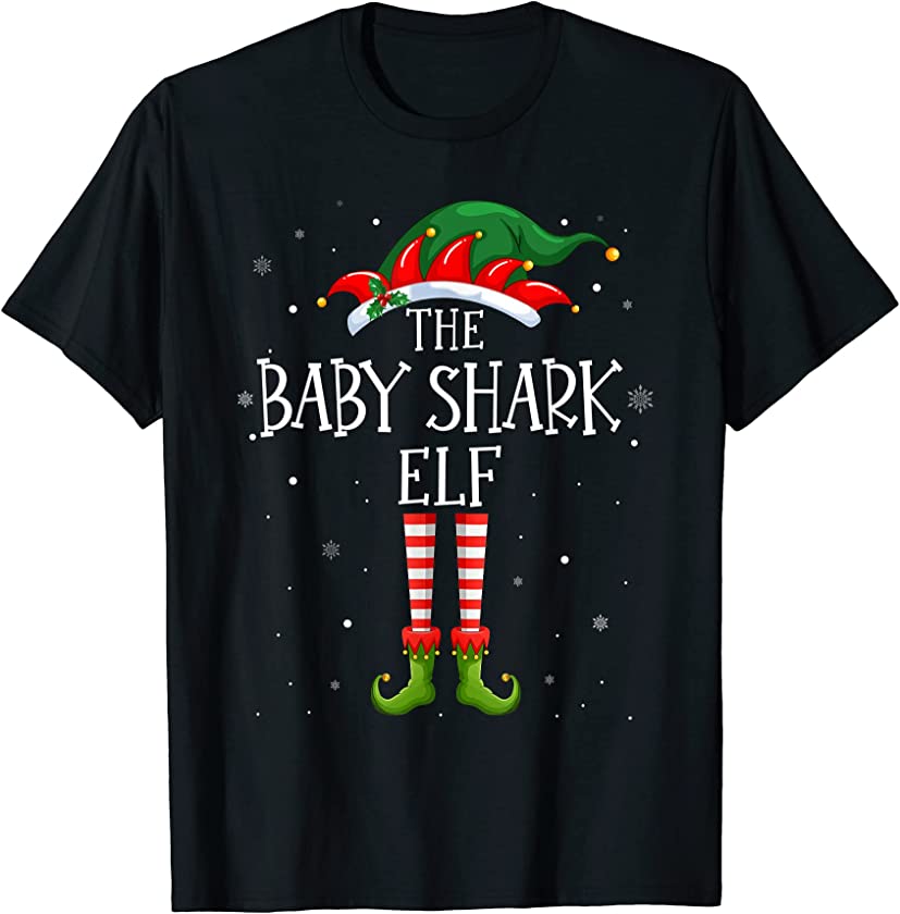 Baby Shark Elf Matching Family Group Christmas Party Pajama T-Shirt