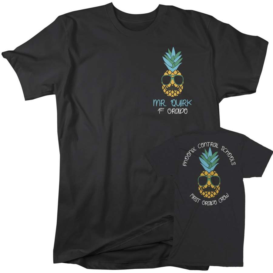 Men’s Personalized Teacher T Shirt Custom Pineapple School Shirt Personalized Pineapple Teacher Shirts Custom Tee