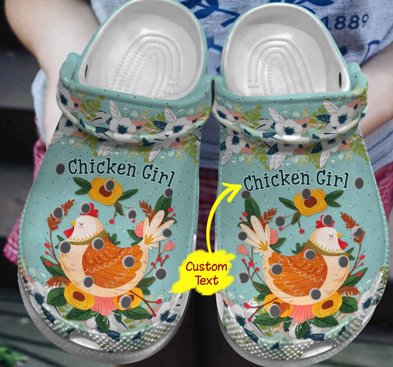 Chicken Personalized Clog, Custom Name, Text, Color, Number Fashion Style For Women, Men, Kid, Print 3D Chicken Girl