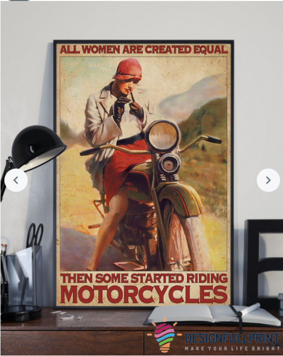 Woman With Motorbike Home Decoration Vintage Retro Poster Pa