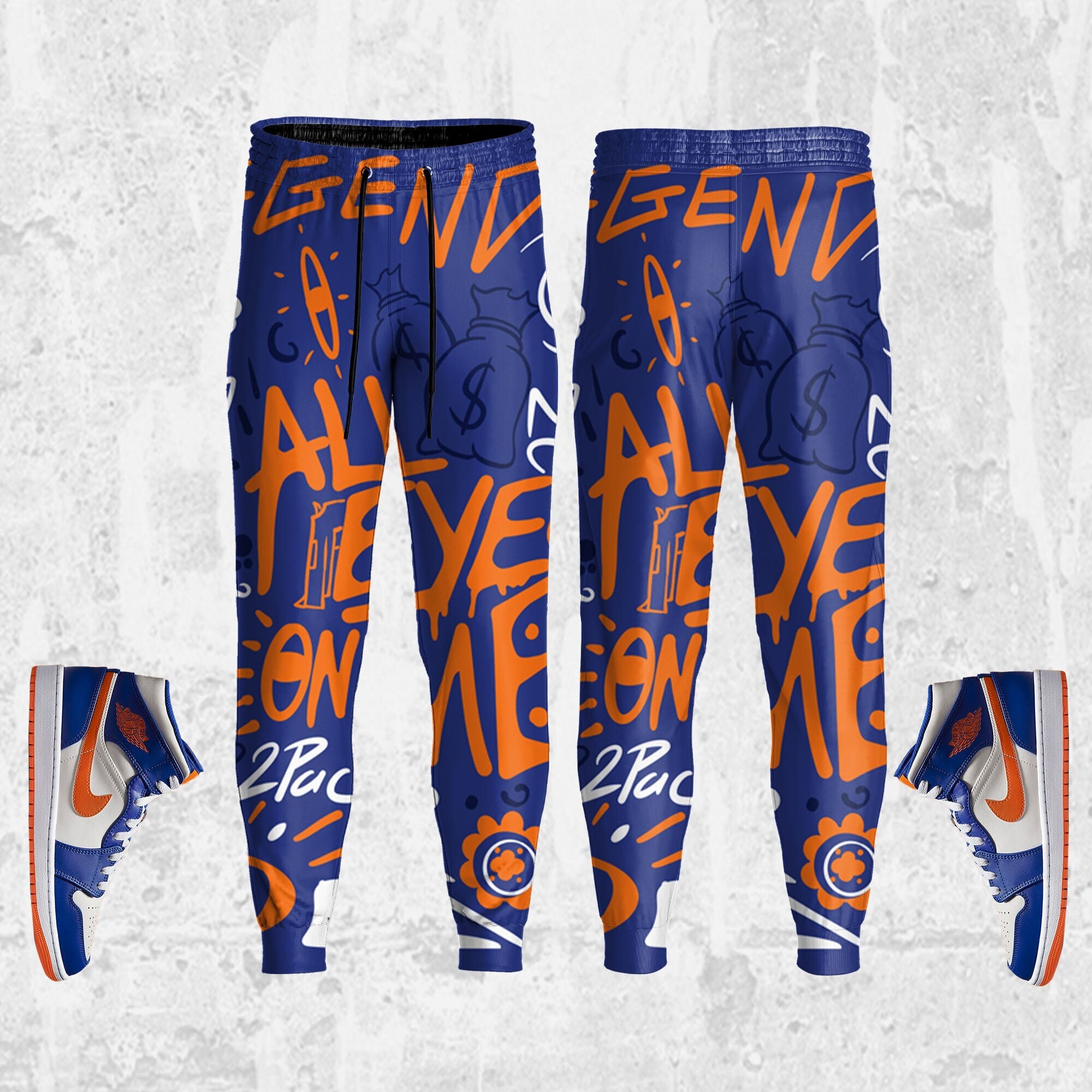 Doodle Eye ST Unisex Sneaker Pants match Jordan 1 Mid Wheaties Knick Outfit Sneaker, Pants match Jordan