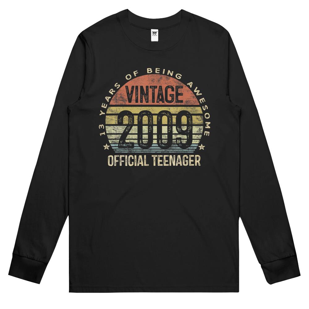 13Th Birthday Gifts Vintage 2009 Official Teenager 13 Yr Old Long Sleeve T Shirts