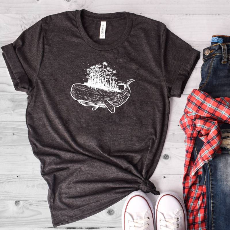 Crushtee Abstract Gardening Whale Shirt, Save The Whales, Whale T Shirt, Plant Lady Shirt, Vegetable Shirt, I Love Gardening, White Whale Shirt Long Sleeve Hoodie