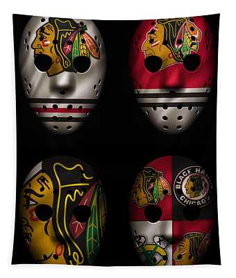 Chicago Blackhawks Jersey War Masks 1000 Joe Hamilton Tapestry