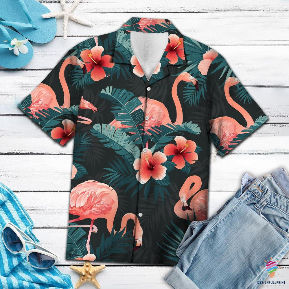 Flamingo Tropical Shirt Tropical Shirt Hawaiian Shirt For Men For Men Button Shirt Nh