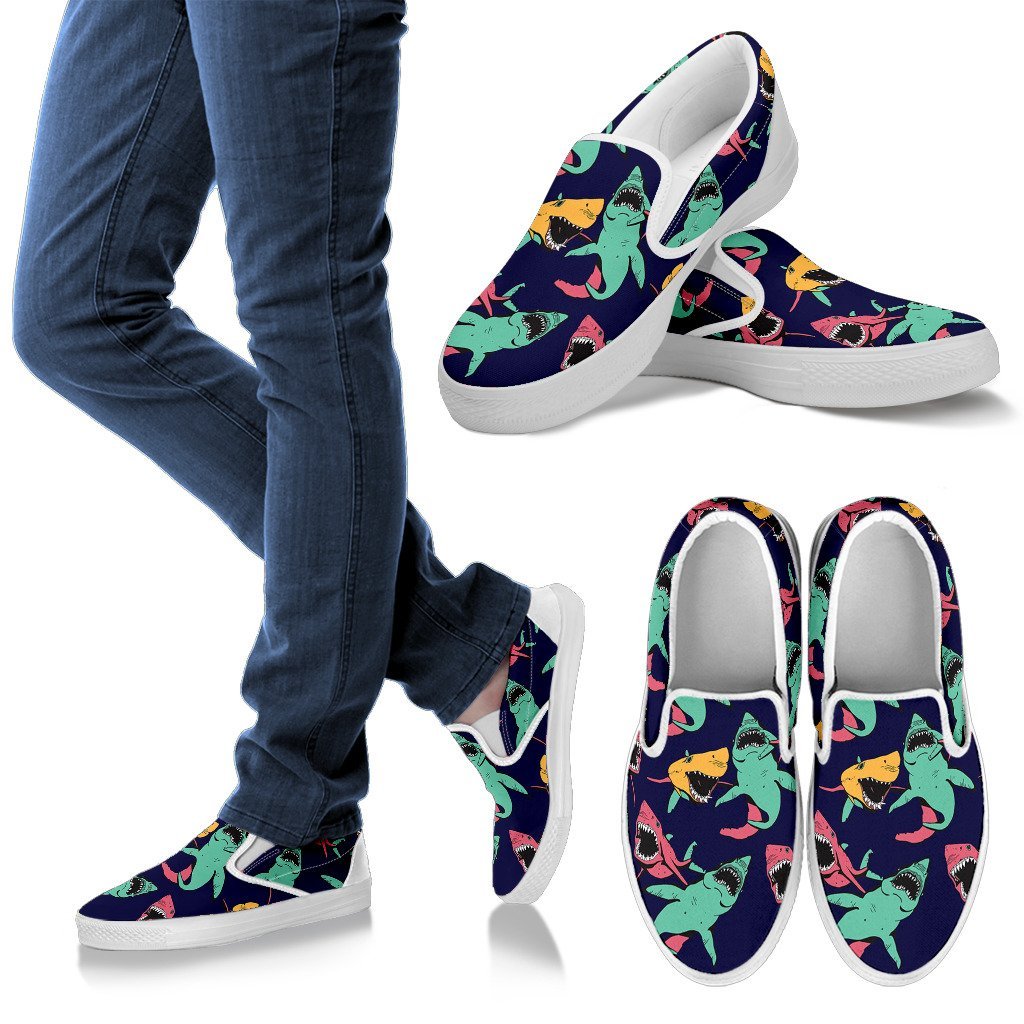 Shark Bite Pattern Women Slip On Shoes