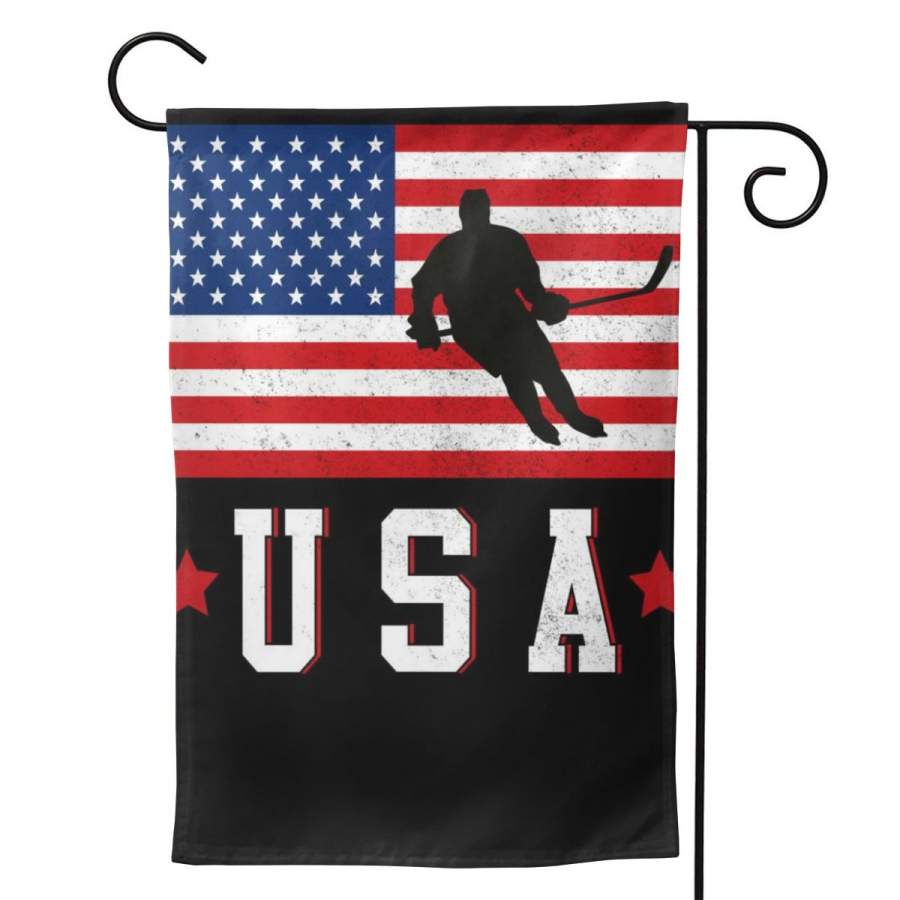 2 Pcs Garden Flag USA Hockey Winter Sports Games Horizontal Poster 12.5″x18″ -Mothers Day, Birthday Gifts for Mom, Dad, Wife, Husband, Daughters, Grandma, Friends