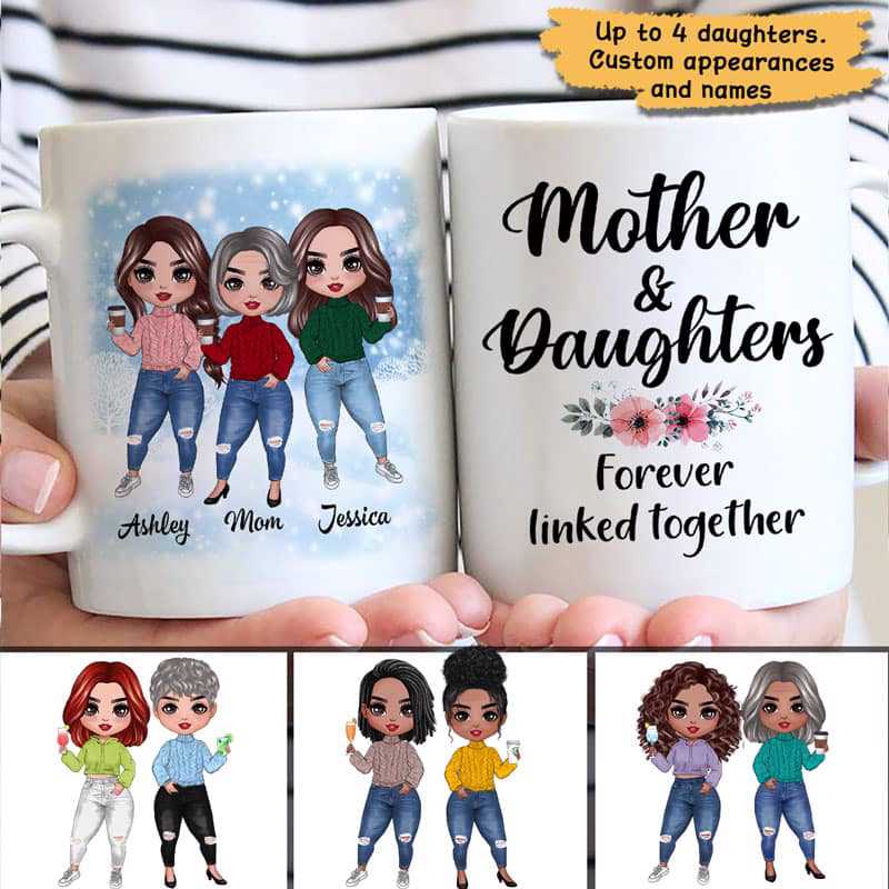 Doll Women Standing Winter Gift For Moms And Daughters Personalized Mug