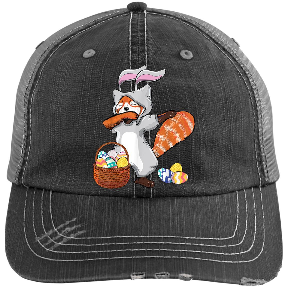 Custom Hat Dabbing Easter Bunny Red Panda Kids Girls _ T Shirt Design