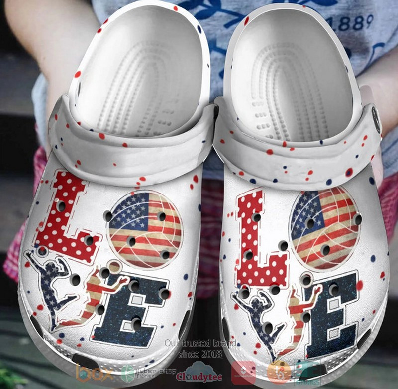 Love Volleyball American Flag Clog Shoes #Kv