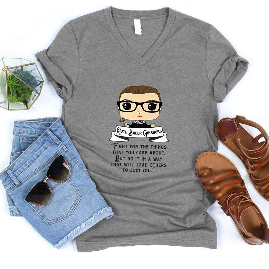 Cute RBG Ruth Bader Ginsburg Fight for the Things Premium  V-Neck