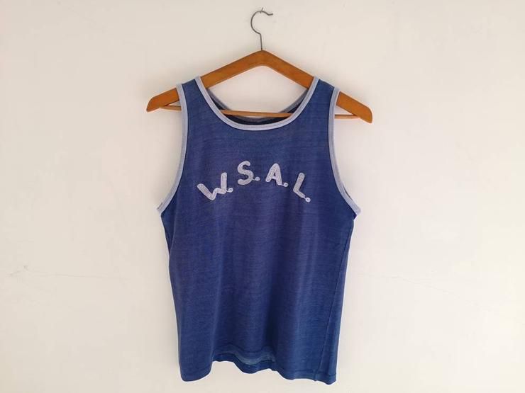 50S 60S Athletic Sport Blue Tank Wsal Shirt